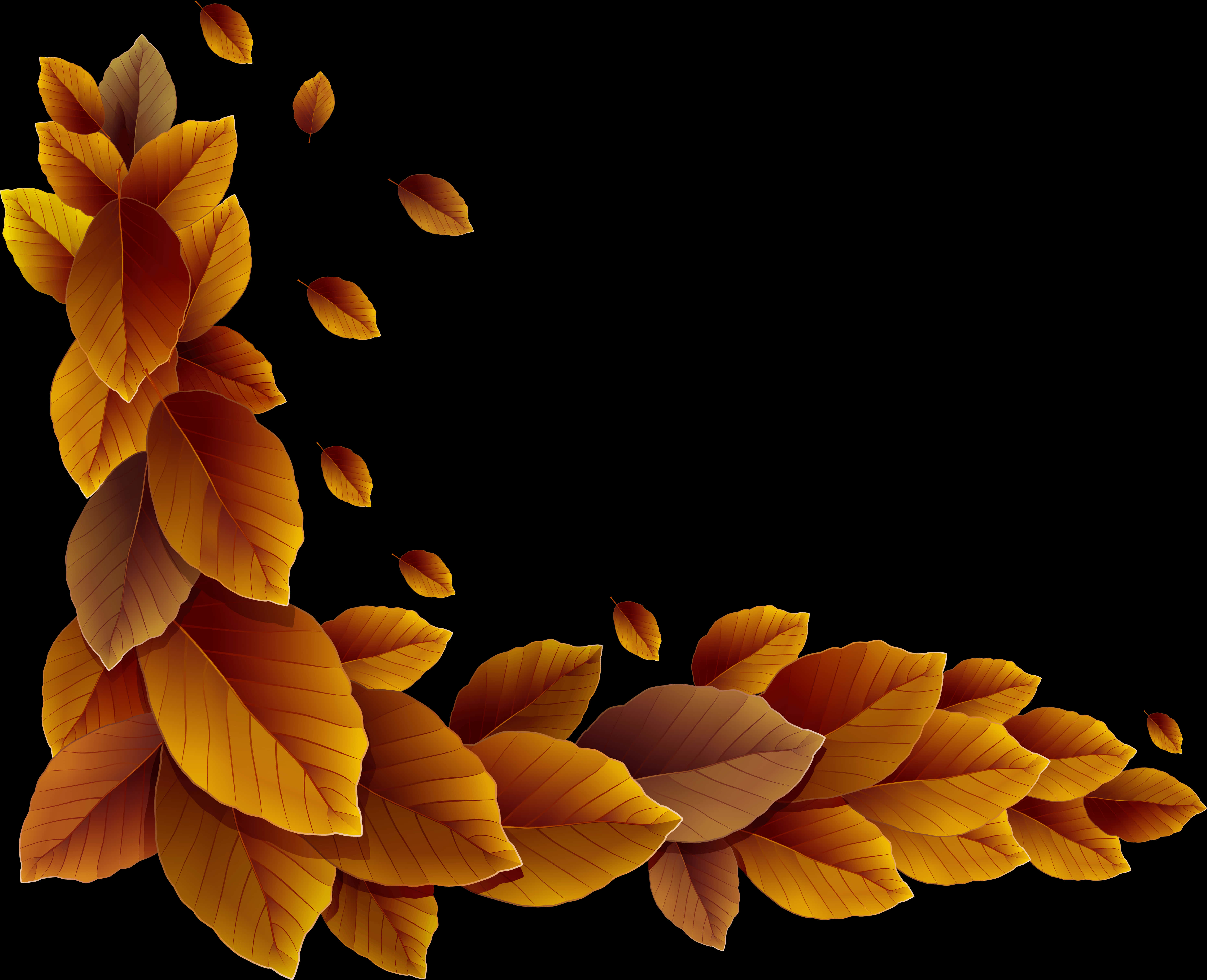 Autumn Leaves Corner Design PNG Image