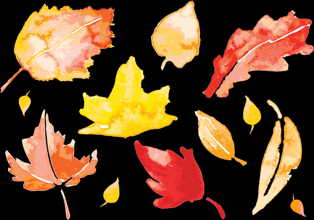 Autumn Leaves Watercolor Illustration PNG Image