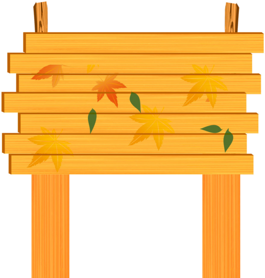 Autumn Leaves Wooden Sign PNG Image