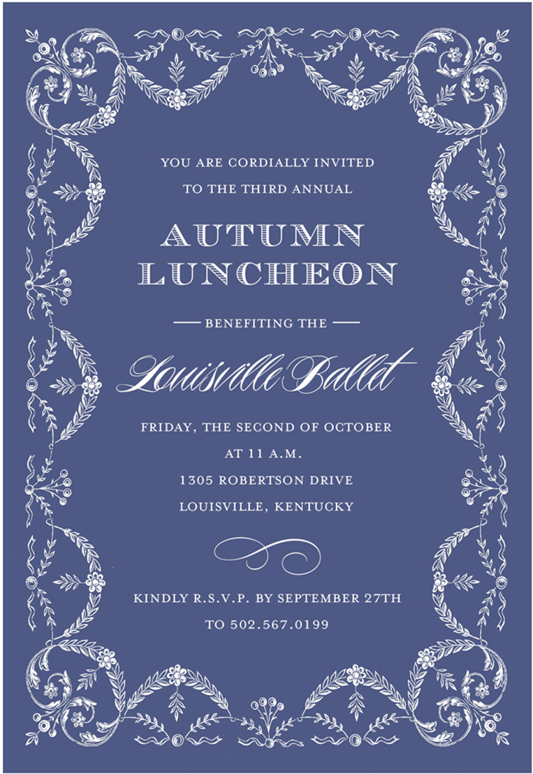 Autumn Luncheon Invitation Elegant Border PNG Image