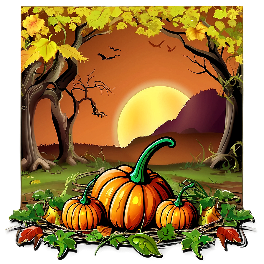 Autumn Pumpkin Patch Scene Png Kew14 PNG Image