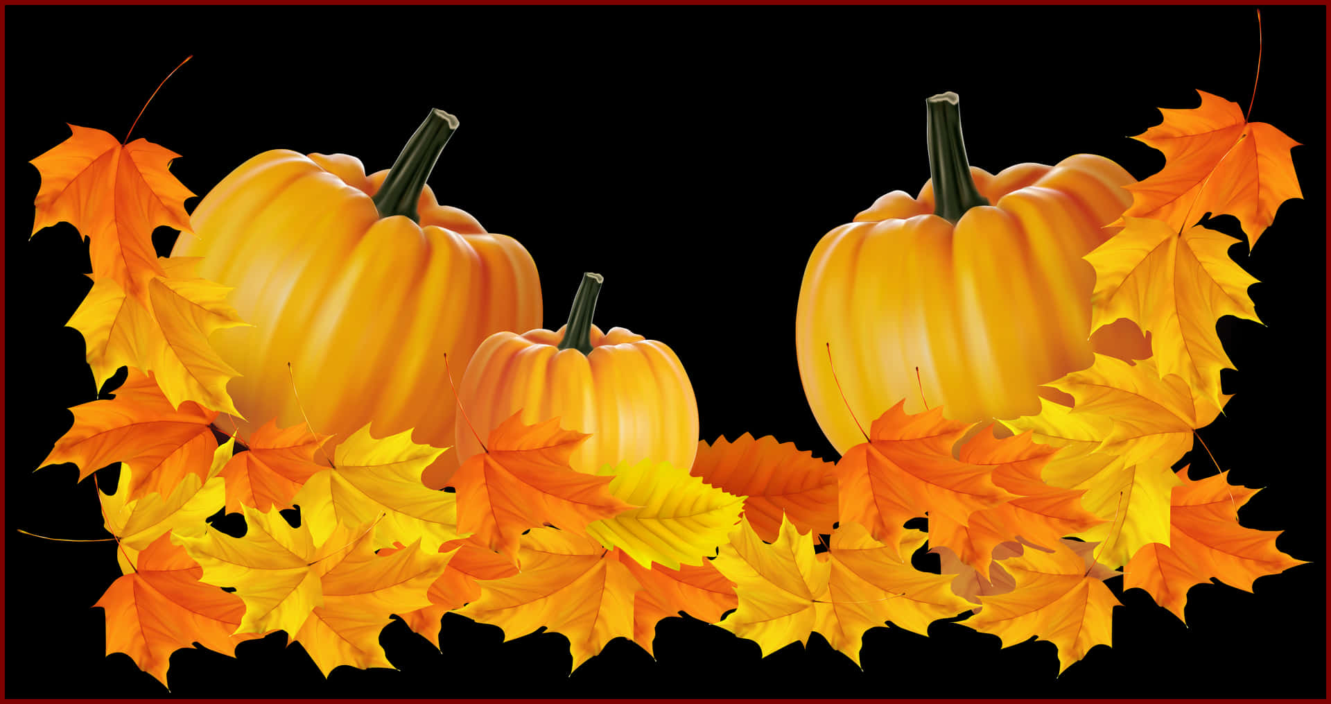 Autumn Pumpkinsand Falling Leaves PNG Image