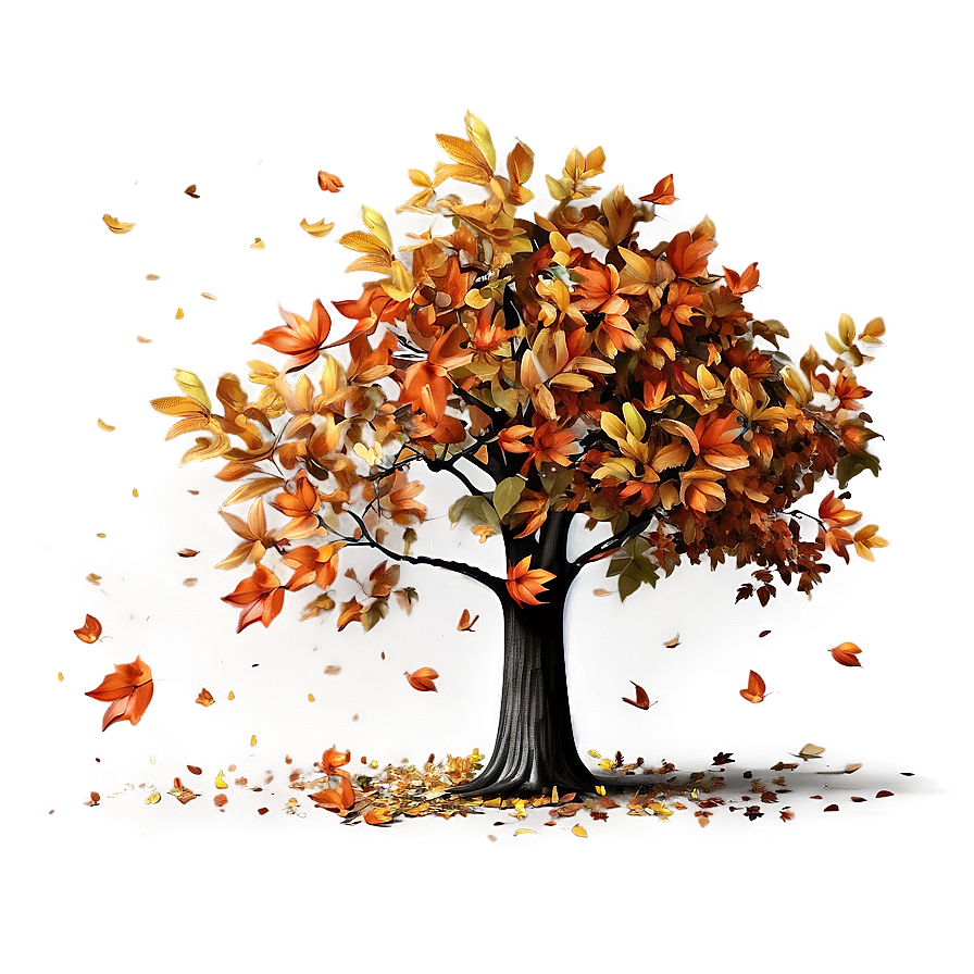 Autumn Tree With Falling Leaves Png 15 PNG Image