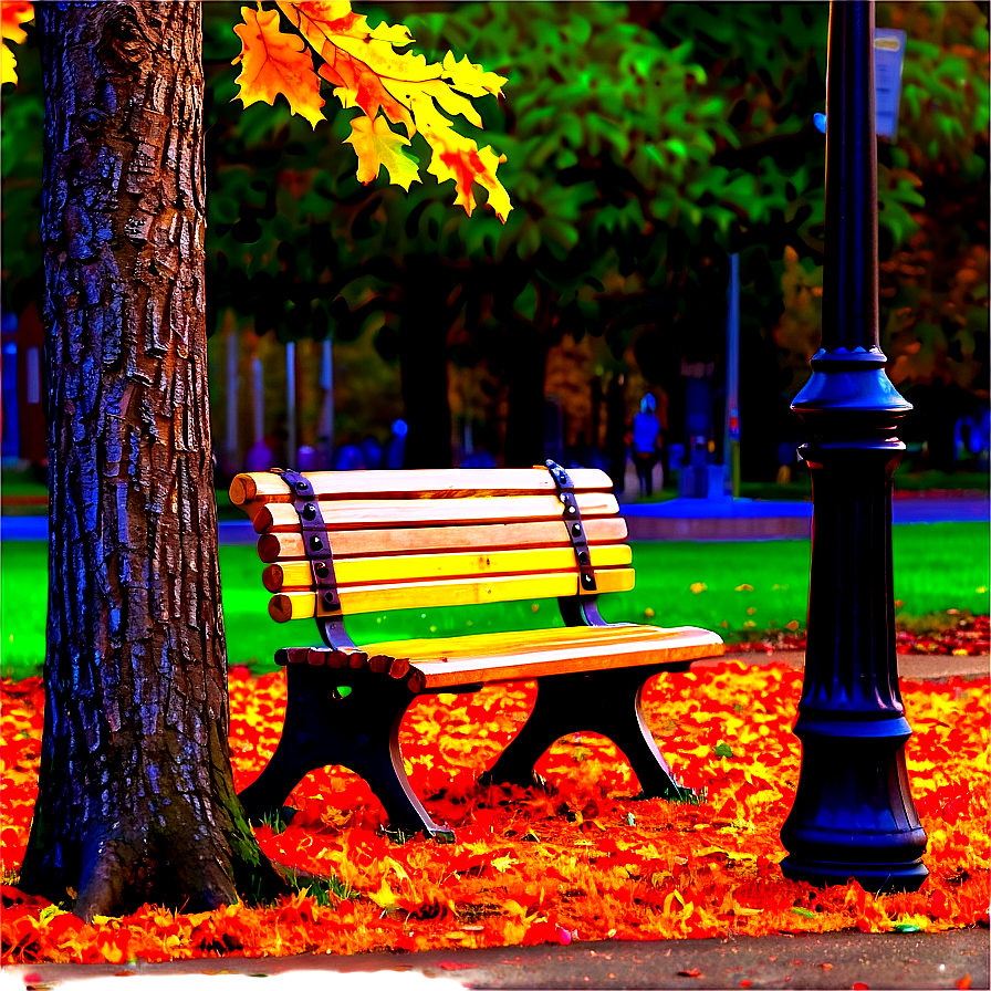 Autumnal Park Bench Png Vgr PNG Image