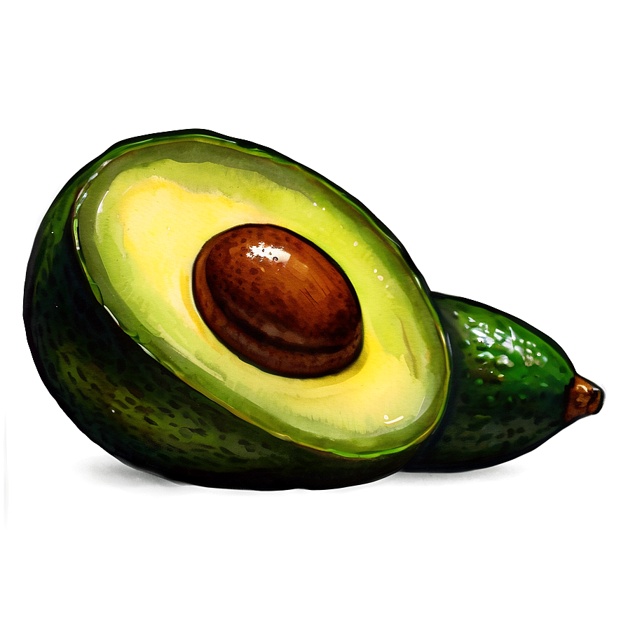 Avocado Watercolor Png Qbd16 PNG Image