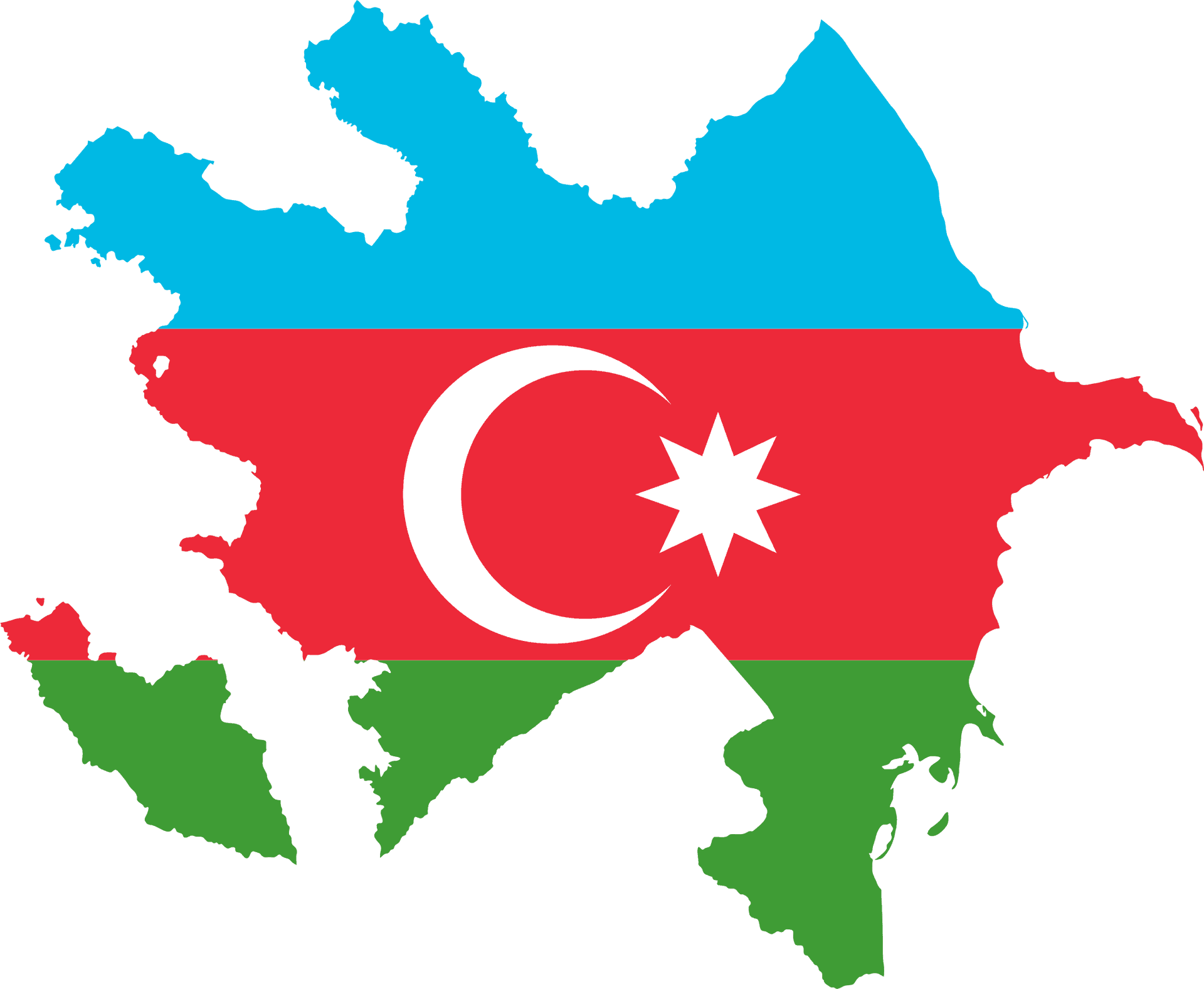 Azerbaijan Flag Map PNG Image