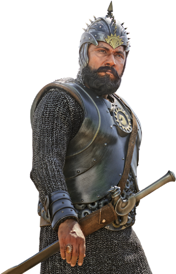 Baahubali Warrior King Pose PNG Image