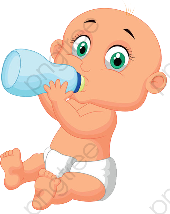 Baby Drinking Milk From Bottle PNG Image