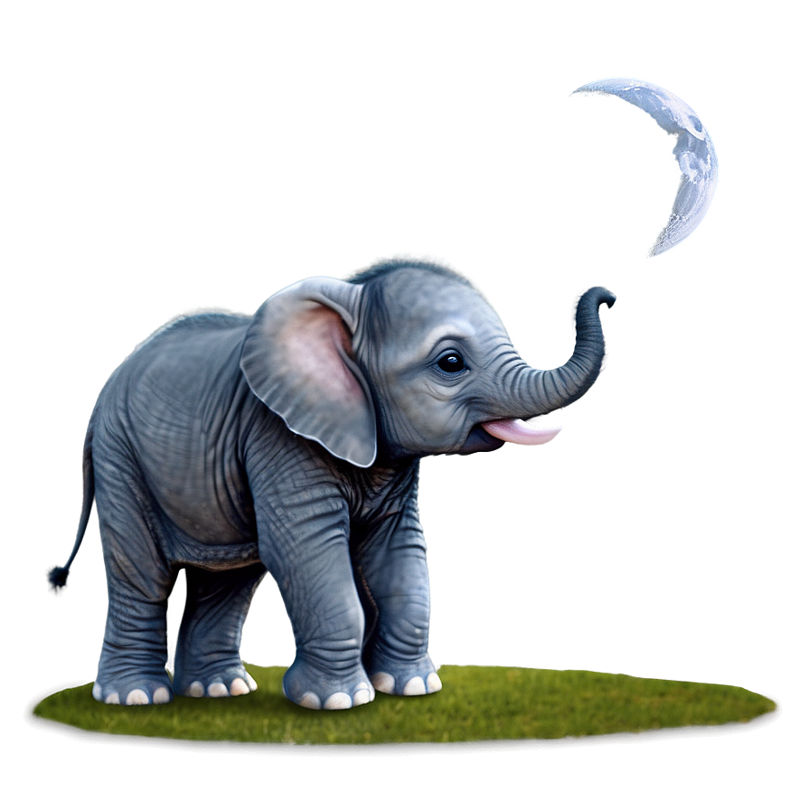 Baby Elephant And Moon Png 06122024 PNG Image