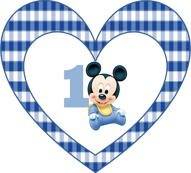 Baby Mickey First Birthday Heart PNG Image