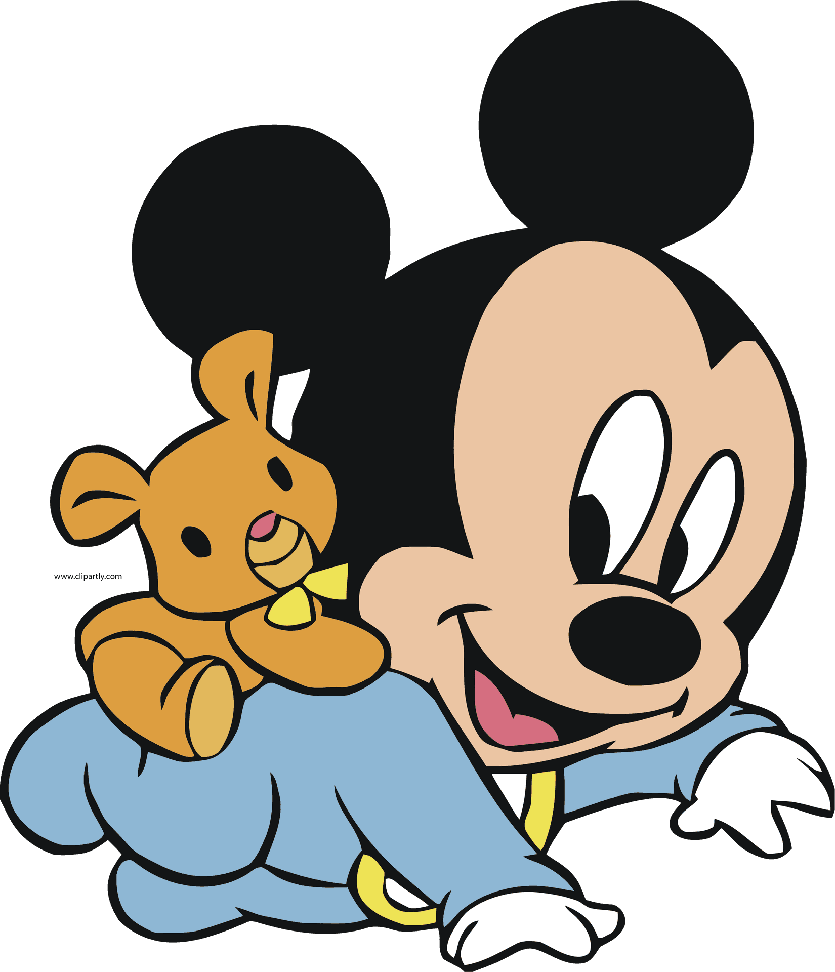 Baby Mickey With Teddy Bear.png PNG Image