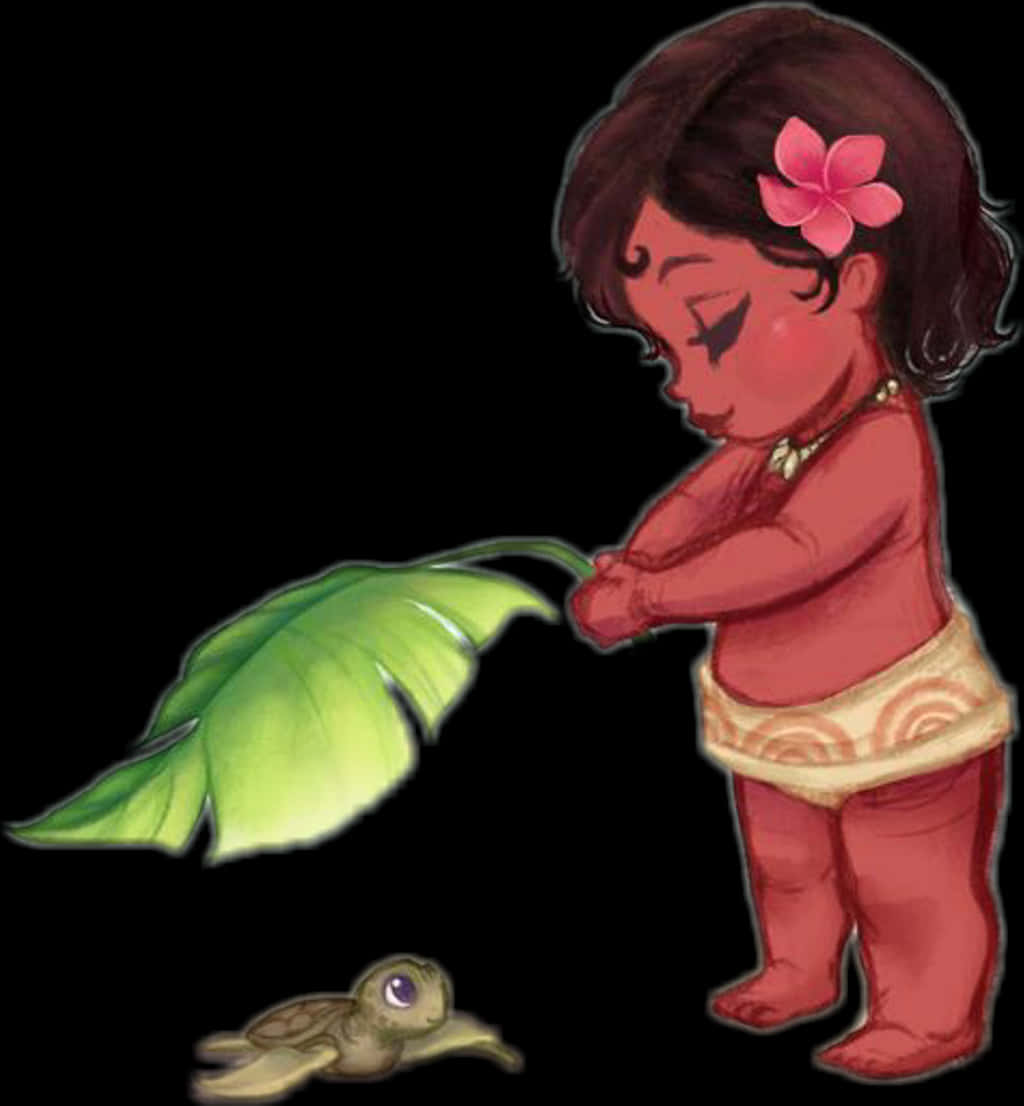 Baby Moana Leaf Turtle PNG Image