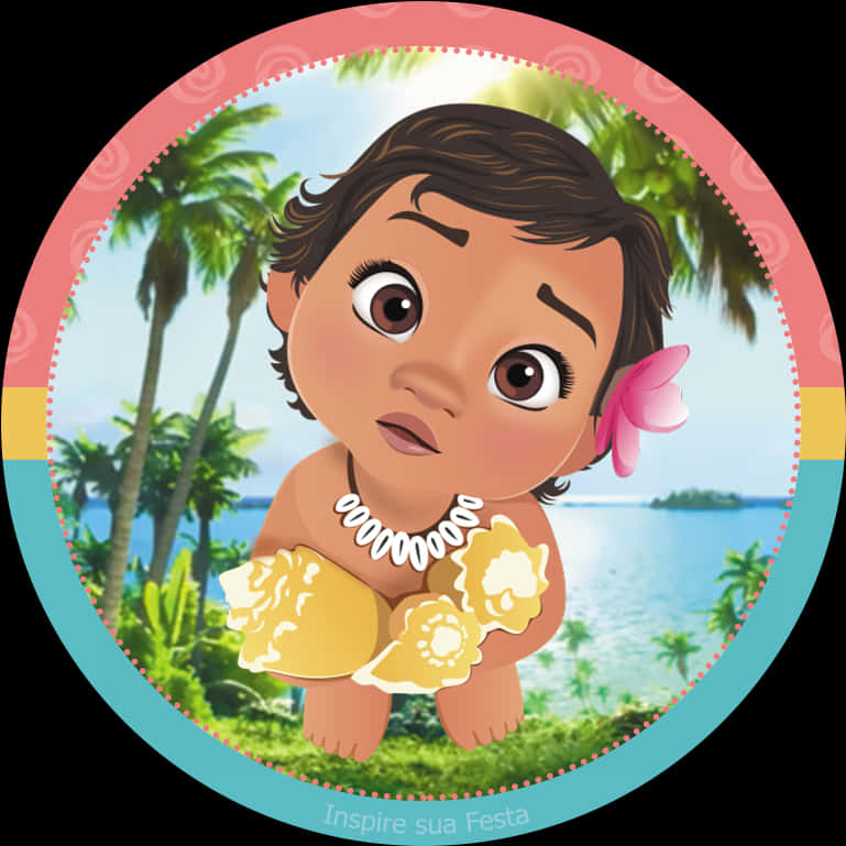 Baby Moana Tropical Backdrop PNG Image