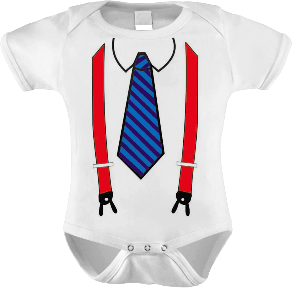 Baby Onesiewith Tieand Suspenders Design PNG Image