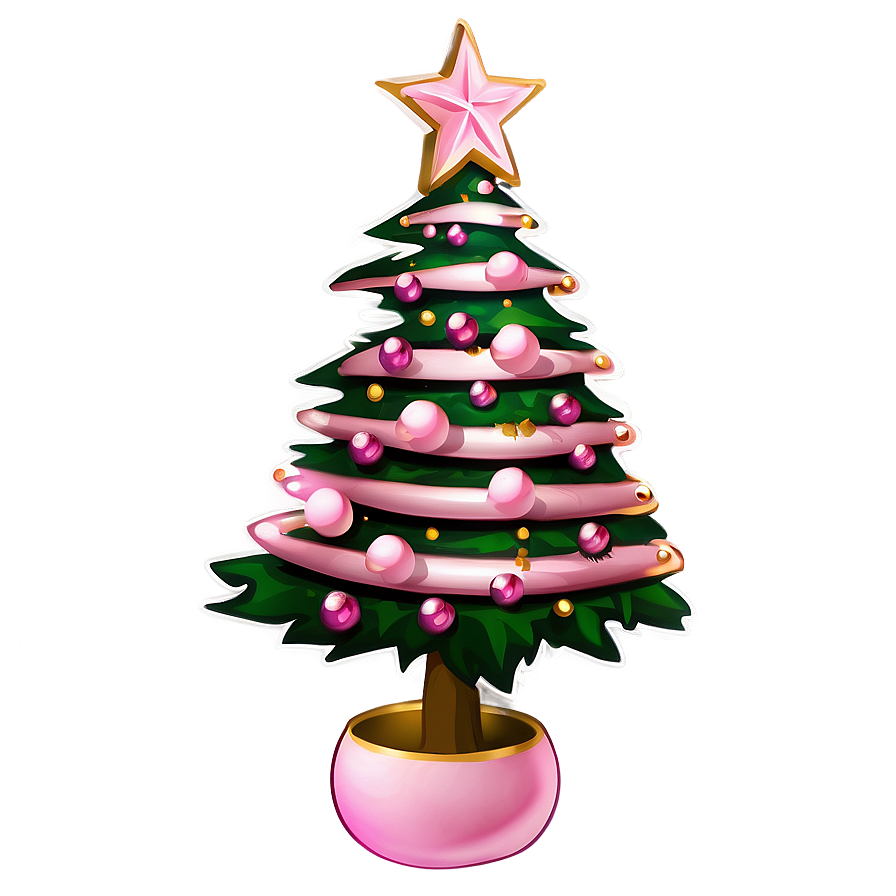 Baby Pink Christmas Tree Png Glb PNG Image