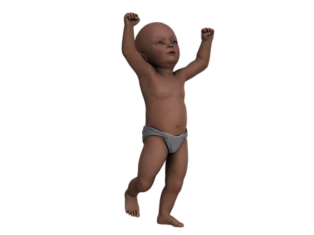 Baby Raising Armsin Diaper PNG Image