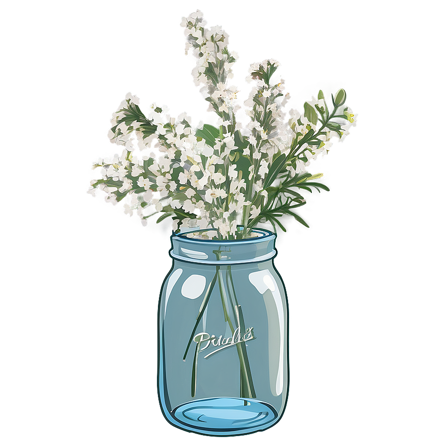 Baby's Breath In Mason Jar Png Mdt46 PNG Image