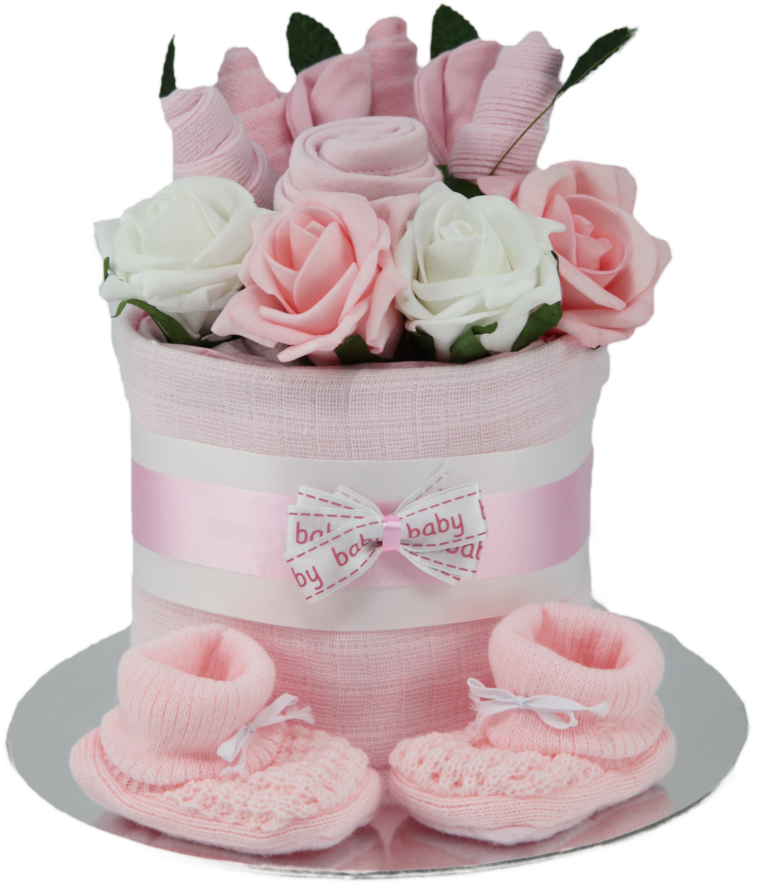 Baby Shower Flowerand Clothing Bouquet PNG Image