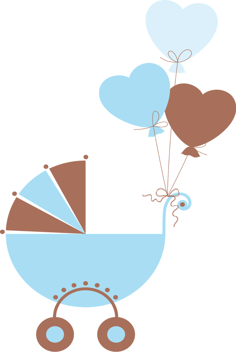 Baby Strollerand Heart Balloons PNG Image