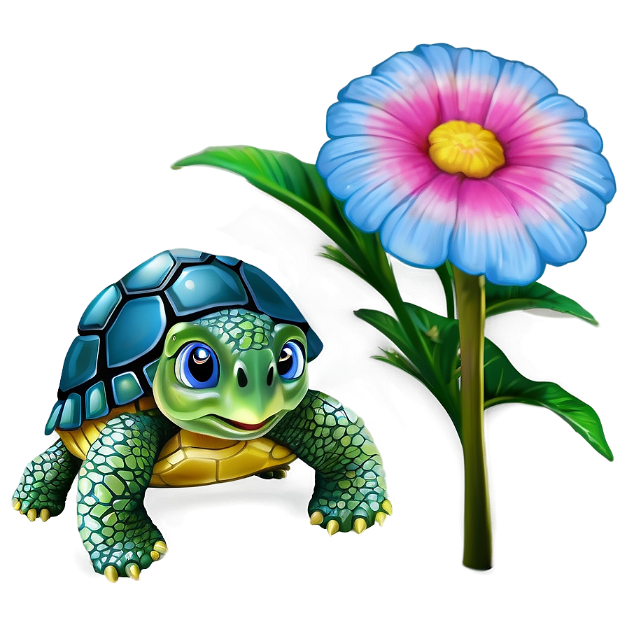 Baby Turtle And Flower Png 60 PNG Image