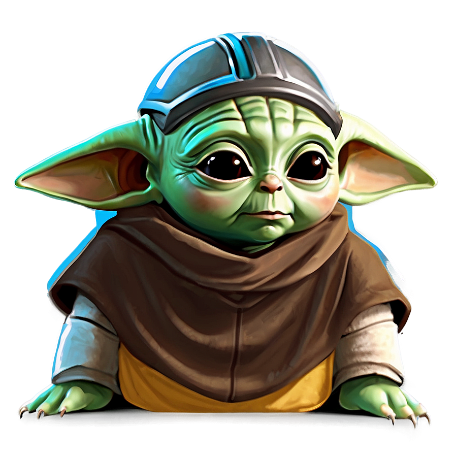 Baby Yoda Cartoon With Mandalorian Helmet Png Tas63 PNG Image