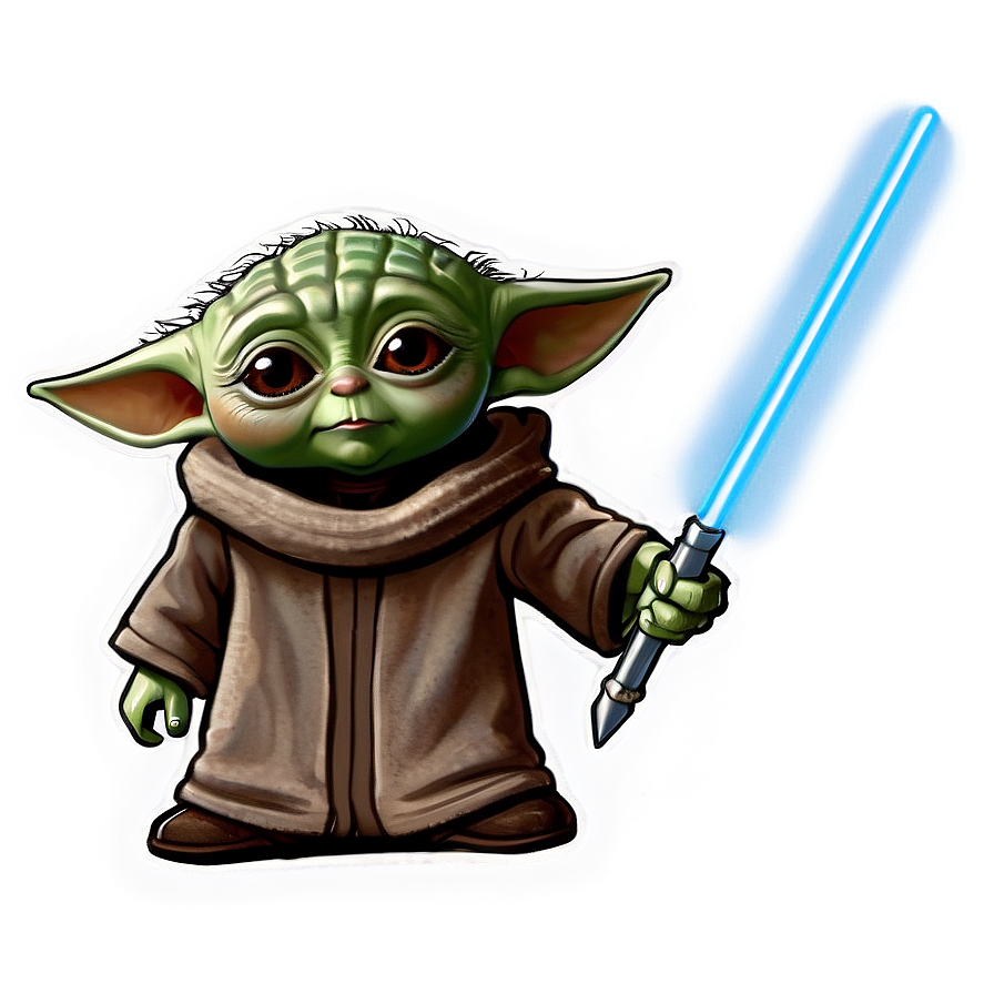 Baby Yoda Cartoon With Starship Png 2 PNG Image