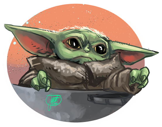 Baby Yoda Illustration PNG Image