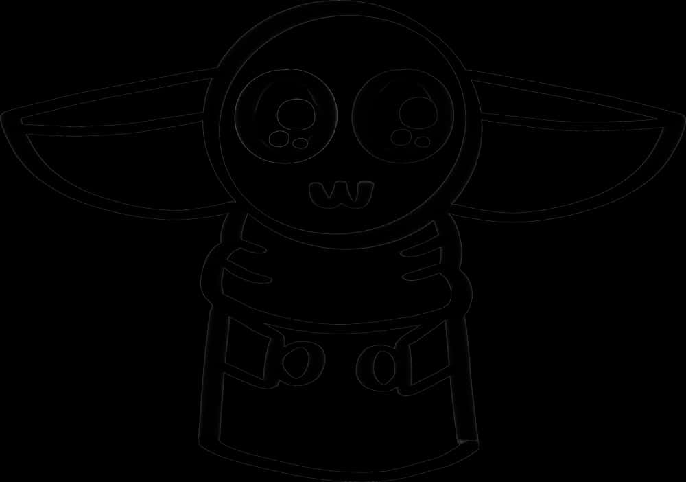 Baby Yoda Outline Drawing PNG Image