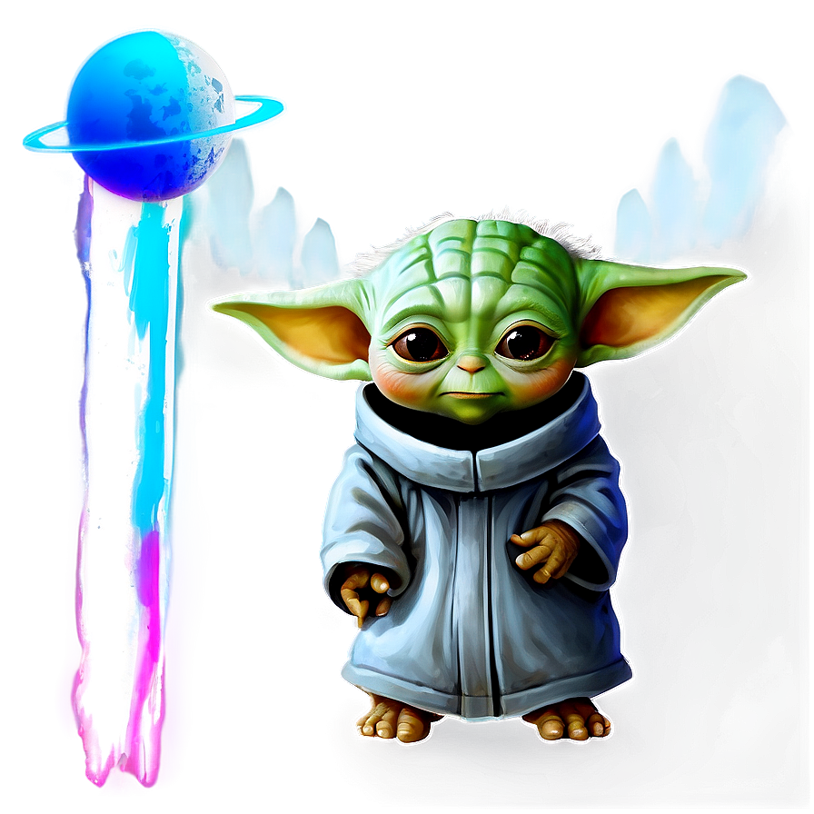 Baby Yoda Space Background Png Sag PNG Image