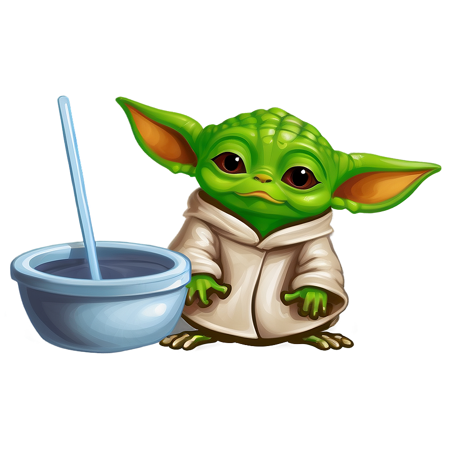 Baby Yoda With Frog Cartoon Png Qqr PNG Image