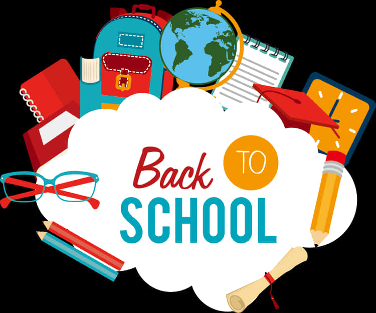 Backto School Educational Supplies Graphic PNG Image