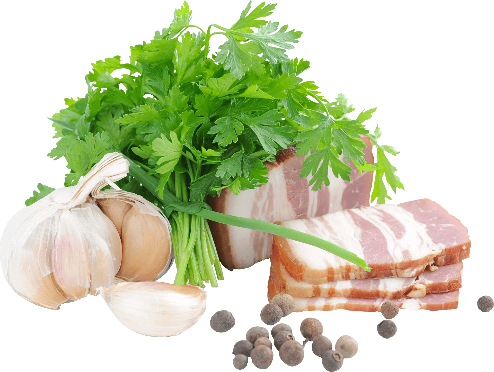 Bacon Garlic Parsley Peppercorns PNG Image