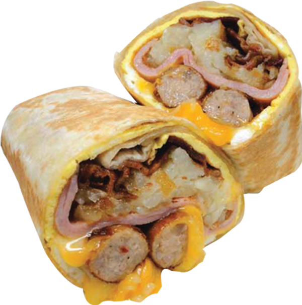 Bacon Sausage Cheese Breakfast Burrito.png PNG Image