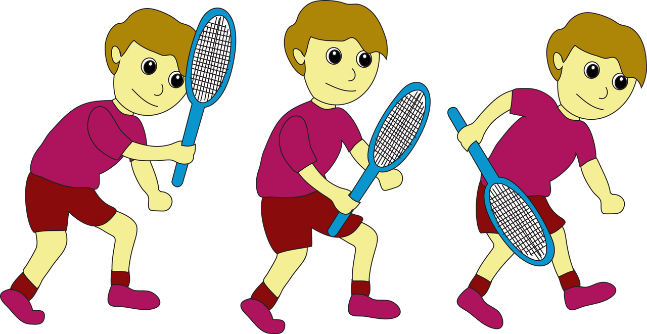 Badminton Player Stances Cartoon PNG Image