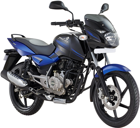 Bajaj Pulsar Motorcycle Blue Black PNG Image