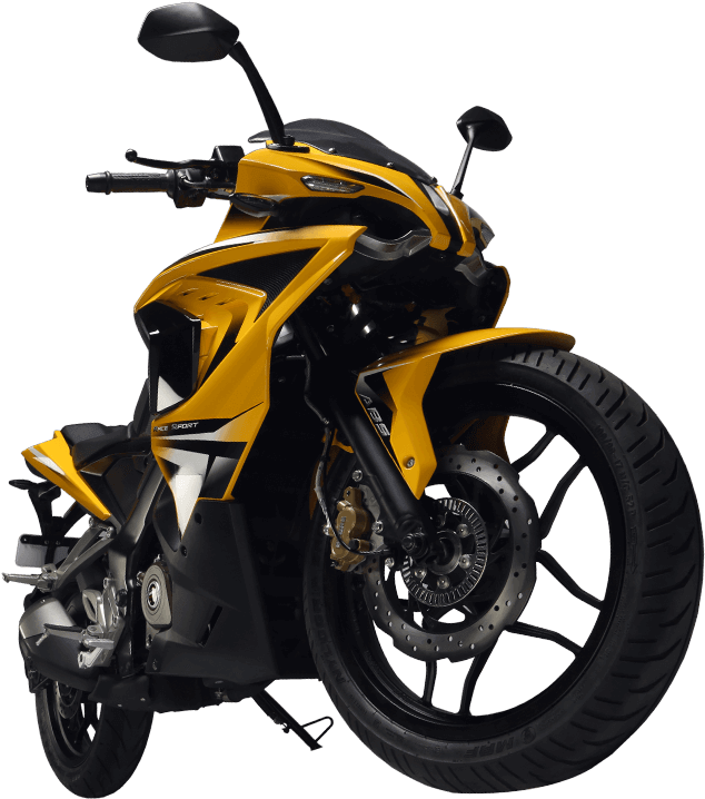 Bajaj Pulsar Yellow Sport Motorcycle PNG Image