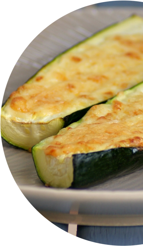 Baked Cheesy Zucchini Halves PNG Image