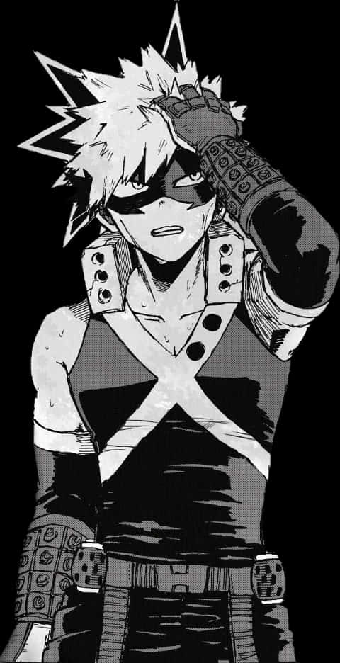 Bakugou_ Black_and_ White_ Portrait PNG Image