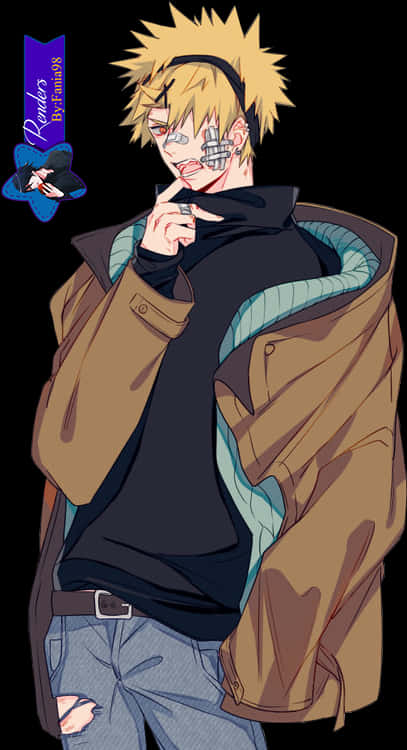 Bakugou Casual Pose Artwork PNG Image