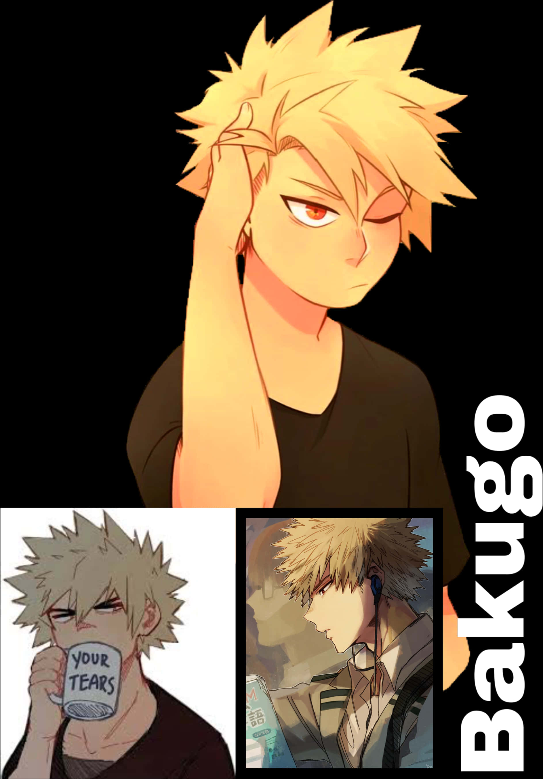 Bakugou Collage Anime Character PNG Image