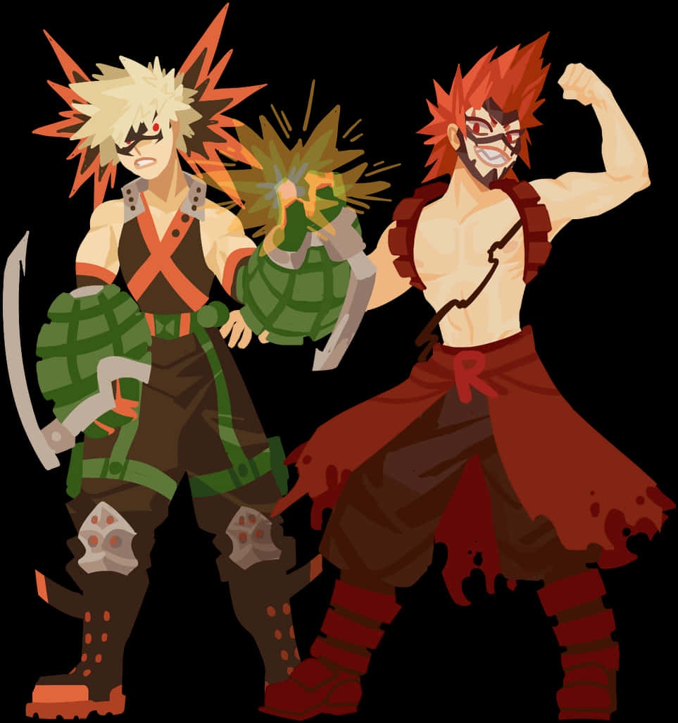 Bakugou Fan Art Dual Personas PNG Image