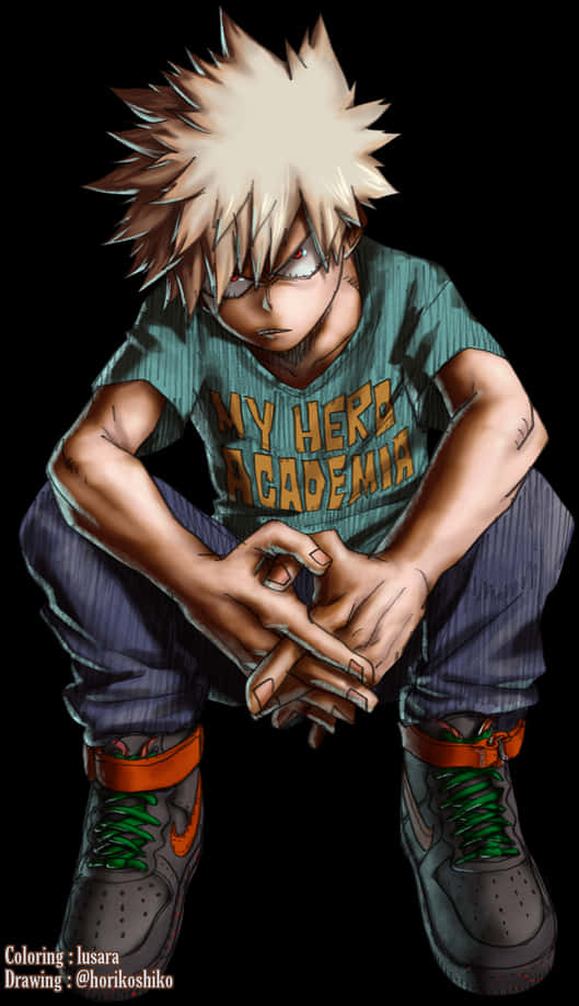 Bakugou My Hero Academia Artwork PNG Image