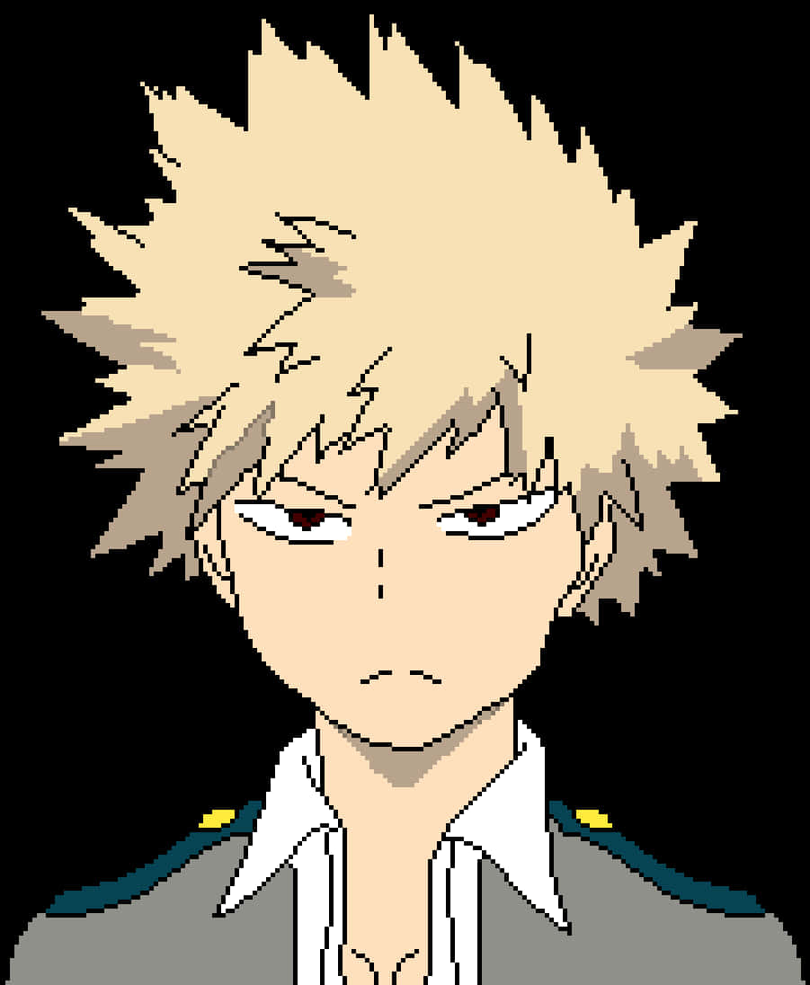 Bakugou Pixel Art Portrait PNG Image