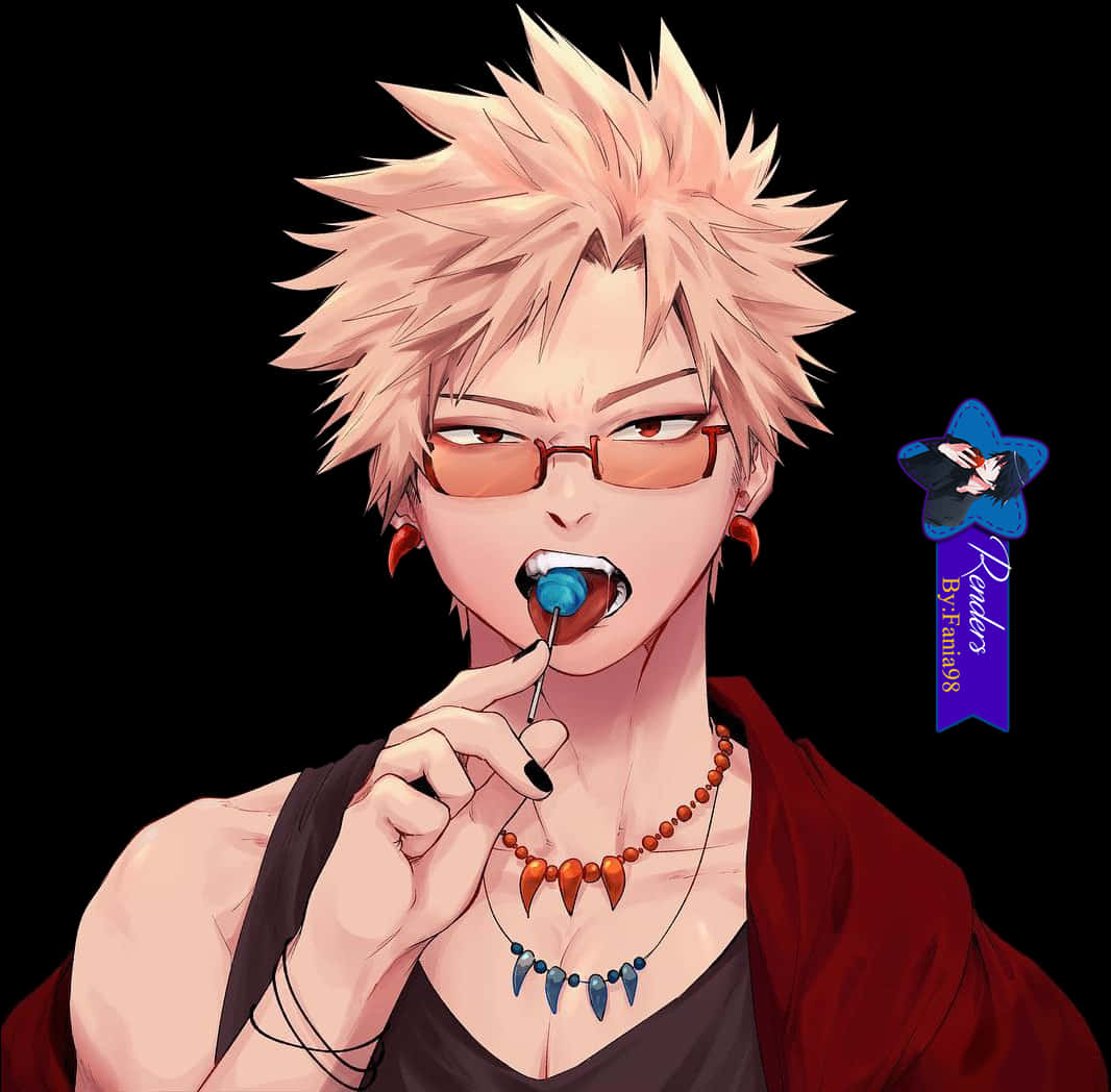 Bakugou_with_ Lollipop_ Artwork PNG Image