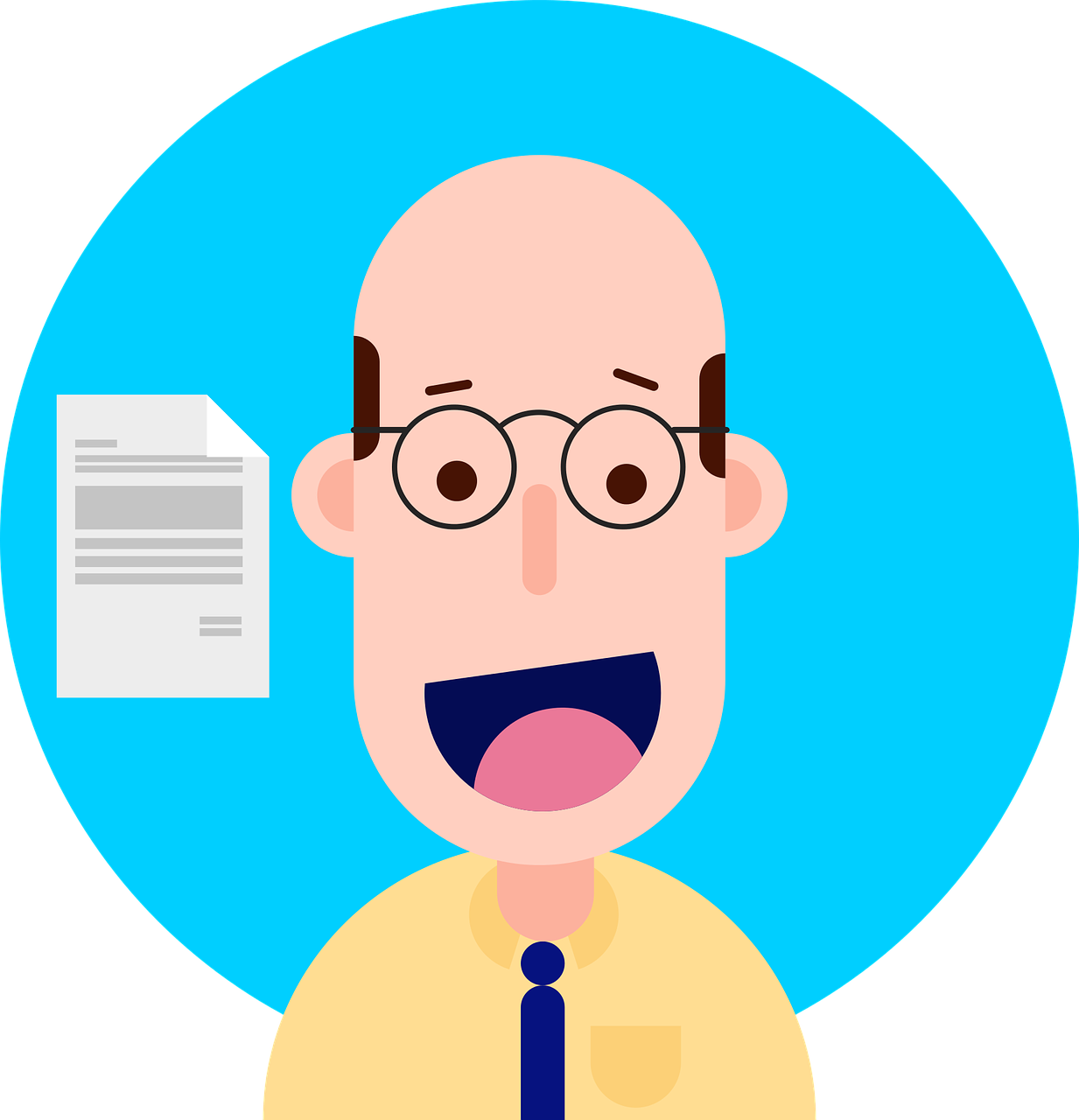 Bald Cartoon Man Avatar PNG Image