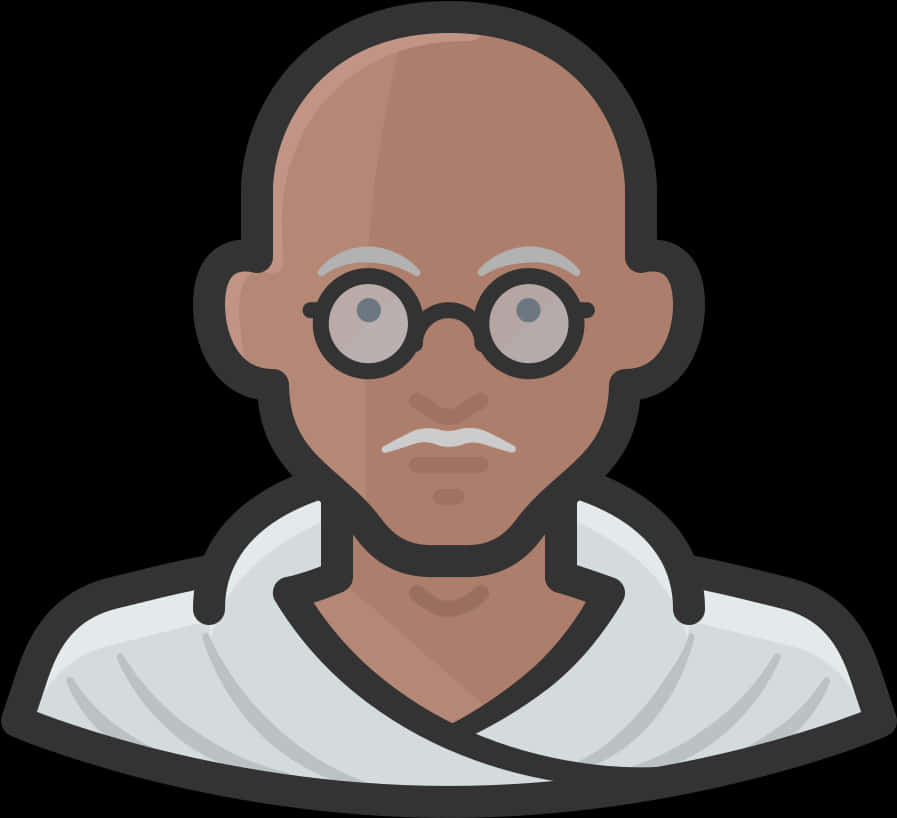 Bald Cartoon Manwith Glasses PNG Image