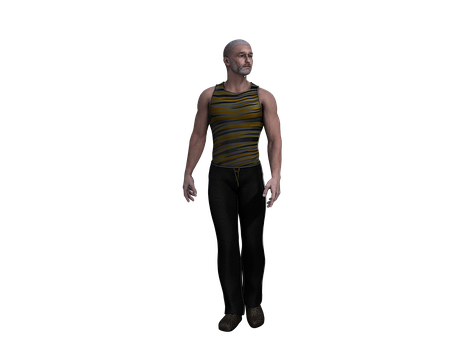 Bald Manin Striped Tank Top PNG Image