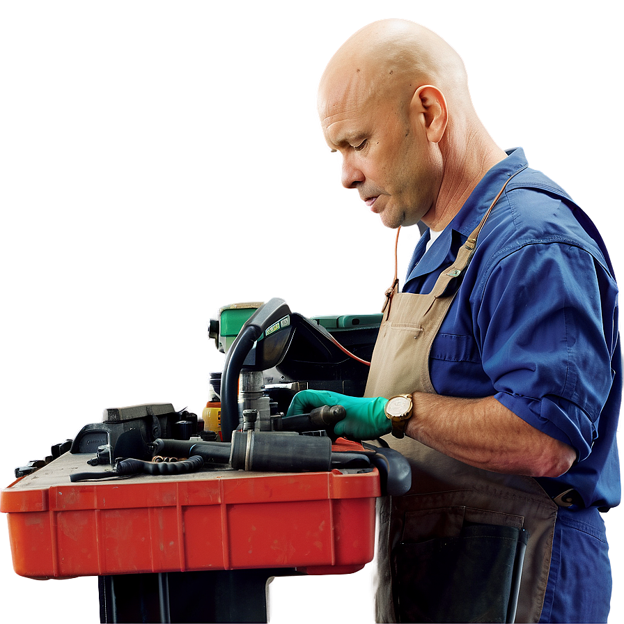 Bald Mechanic Repairing Png 96 PNG Image