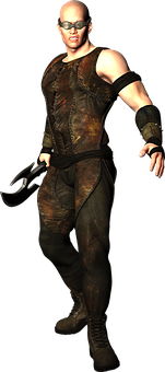 Bald_ Video_ Game_ Character_with_ Goggles PNG Image