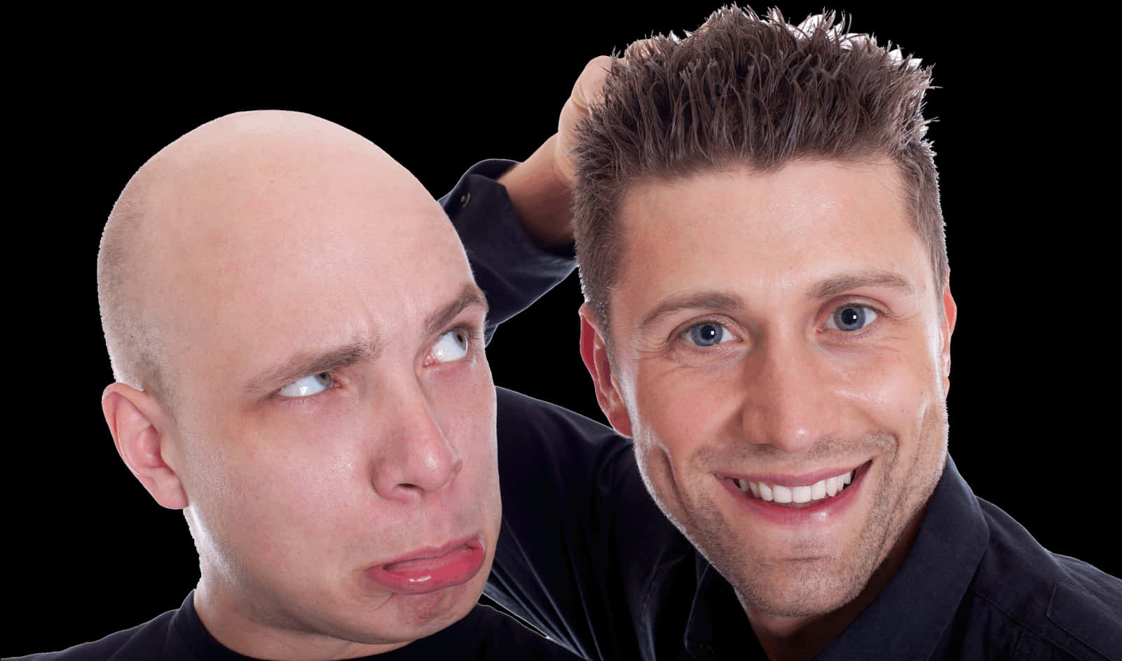 Bald_vs_ Full_ Hair_ Comparison PNG Image